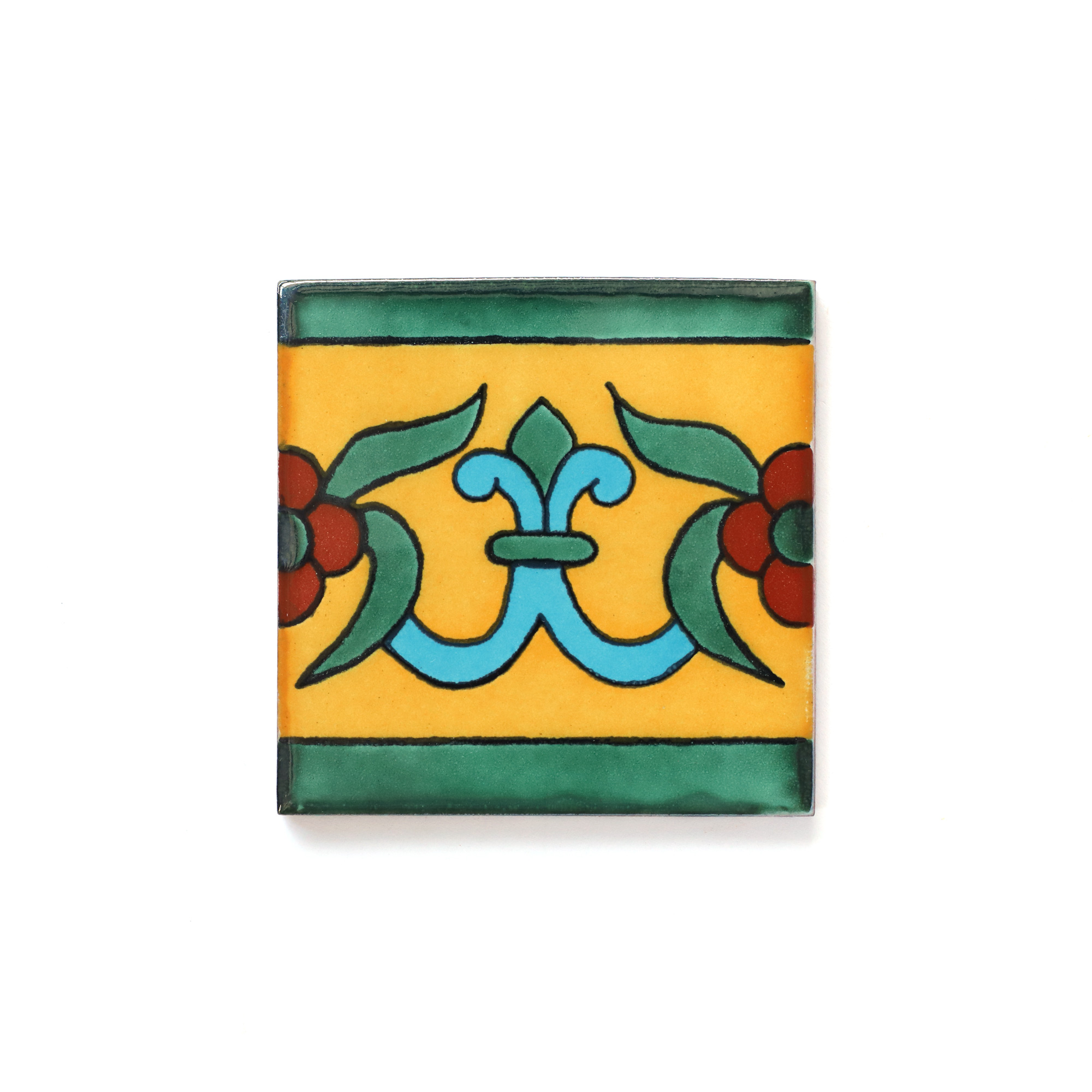 Kachel 'Estampado flora' gelb, multicolor, B 10 cm, H 10 cm von fischer's lagerhaus