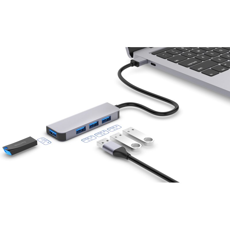 DLH Hub USB-A (M) avec 4 ports USB-A (F)