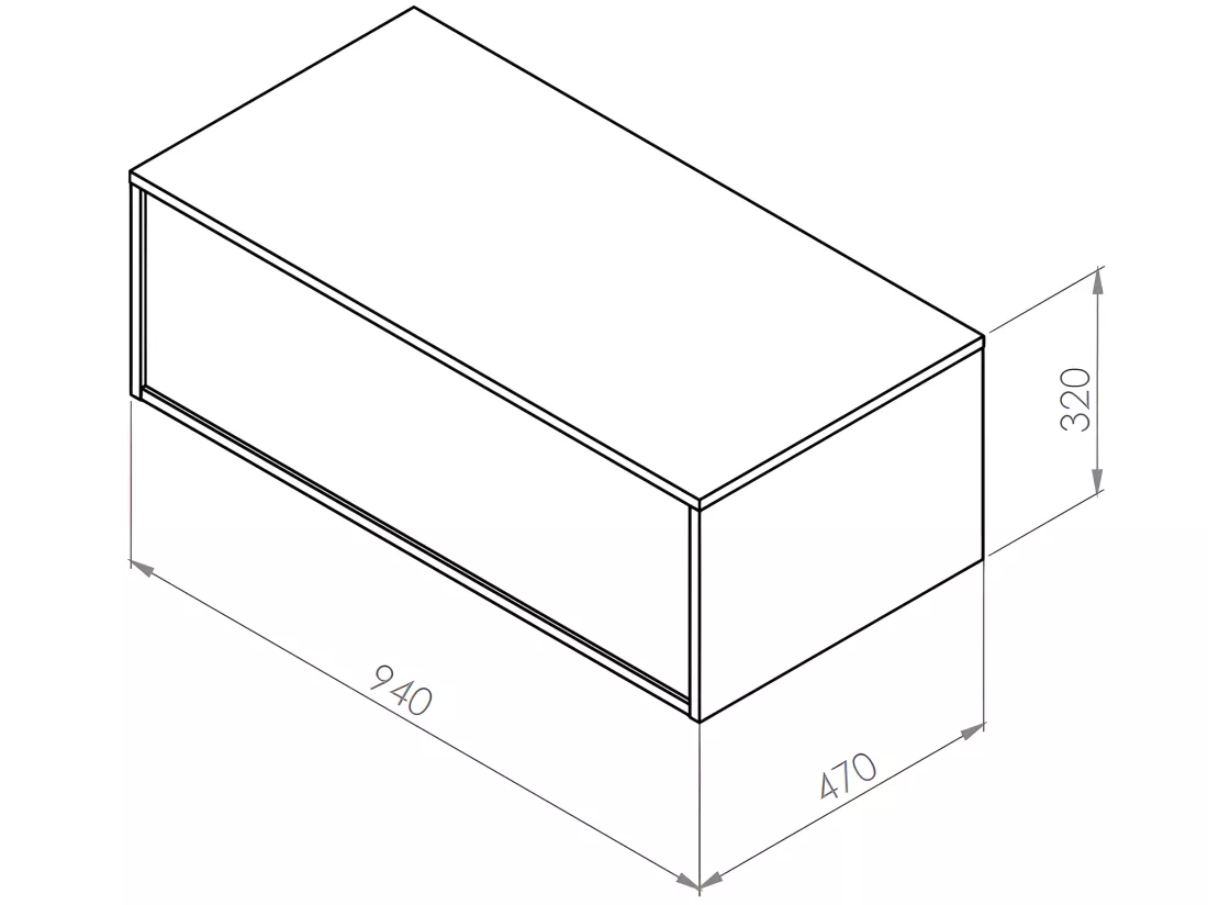 Meuble de salle de bain suspendu naturel foncé et blanc avec simple vasque carrée et deux tiroirs - 94 cm - TEANA II