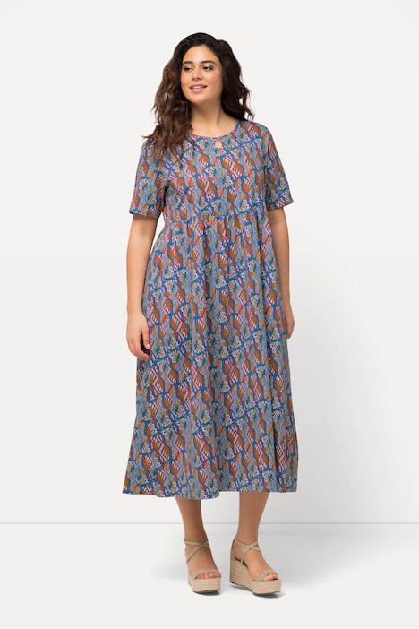 Jersey-Maxikleid, A-Linie, Rundhals, Halbarm, Taschen