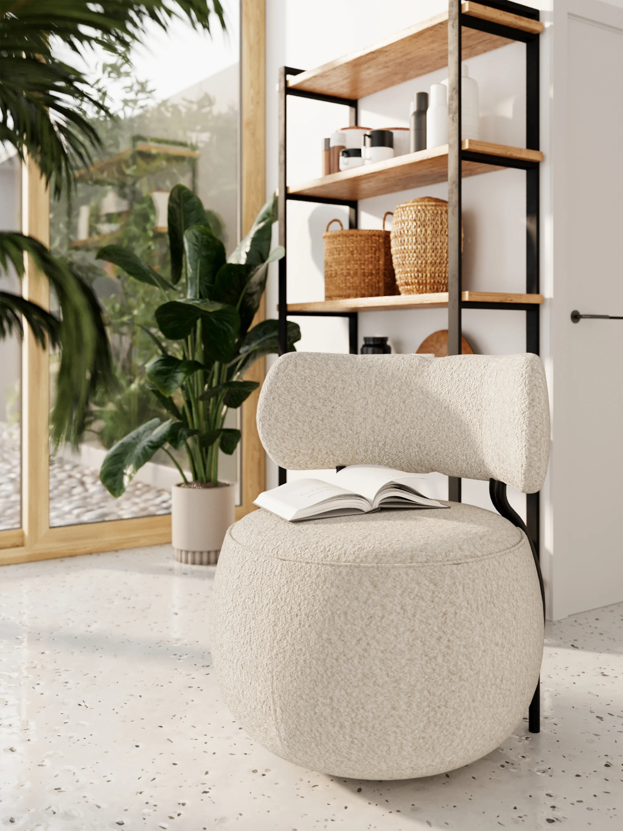 MIA - Fauteuil rond en velours | Beige