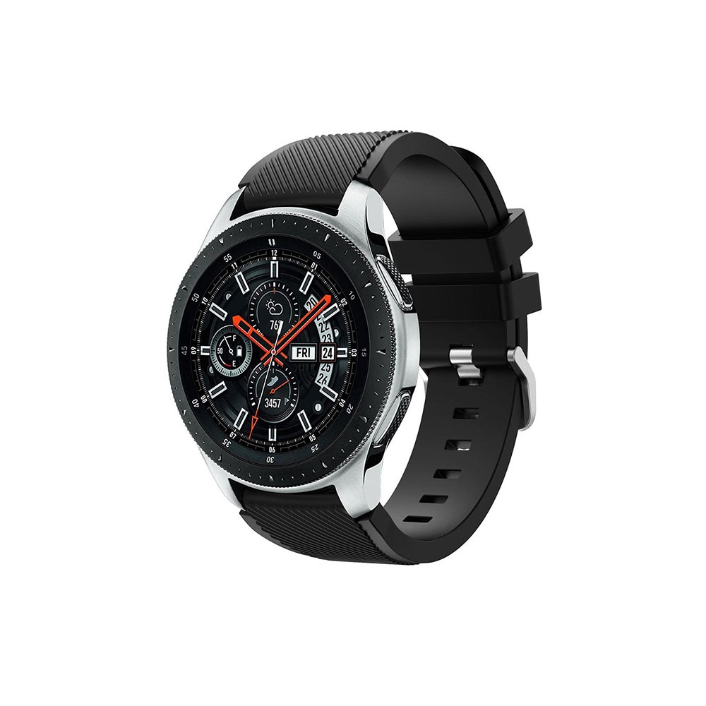 Samsung Galaxy Watch 3 (45mm) Silikon Armband mit Metallverschluss - Schwarz