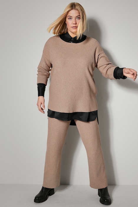 Rippstrick-Hose, gerades Bein, Elastikbund