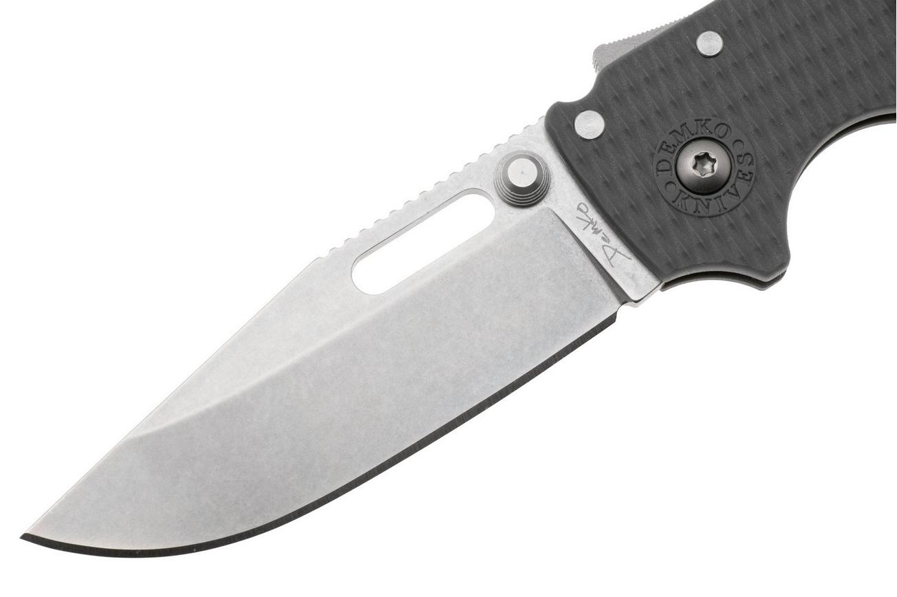 Demko AD20.5 Shark-Lock, Stonewashed AUS-10 Clip Point, 205-10A-CPGRY, Grey Grivory zakmes