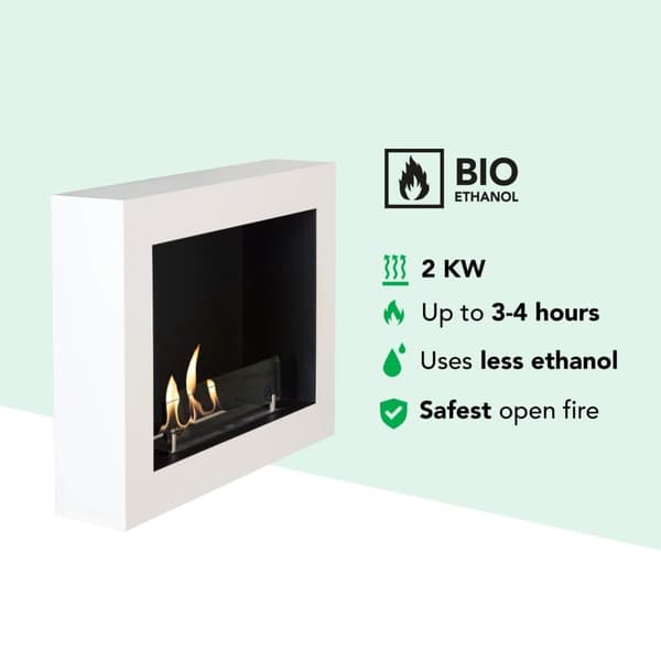 Serra bio-etanol veggovn - Hvit - stemningsovn - 1,5 KW varme