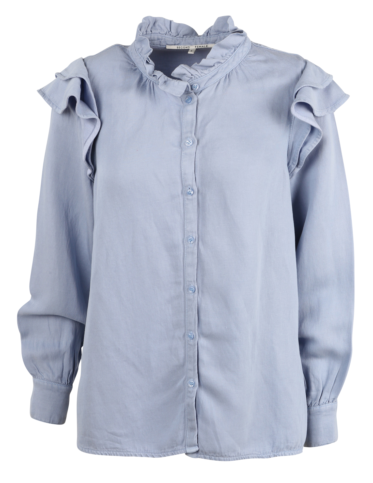 CAPSELLA - Chemise col montant à volants | Bleu