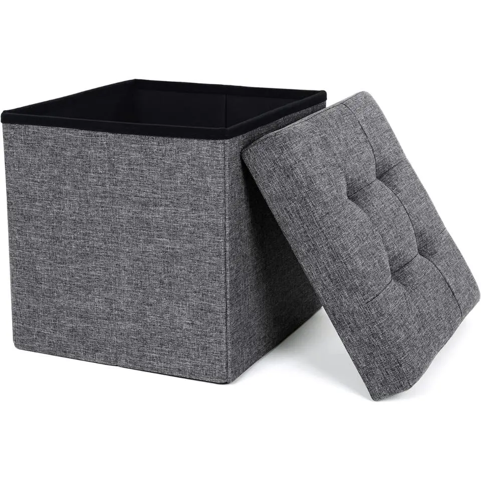 Parya Home - Grijze Poef - Hocker - Donkergrijs