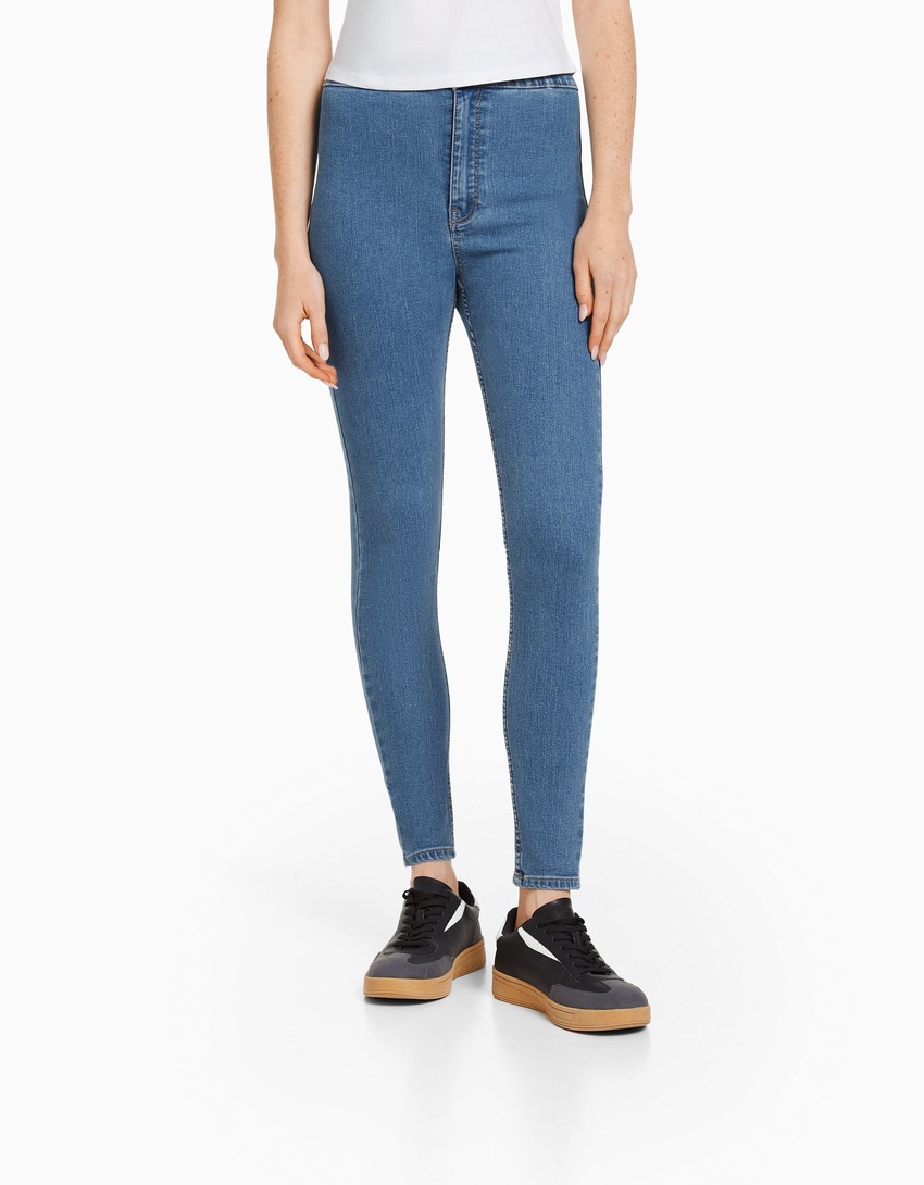 Calças legging jeans de cintura super alta