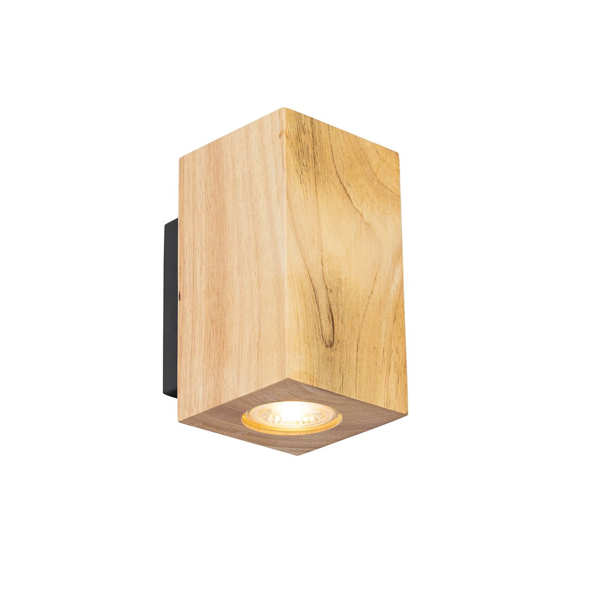 Landelijke wandlamp hout vierkant 2-lichts - Sandy