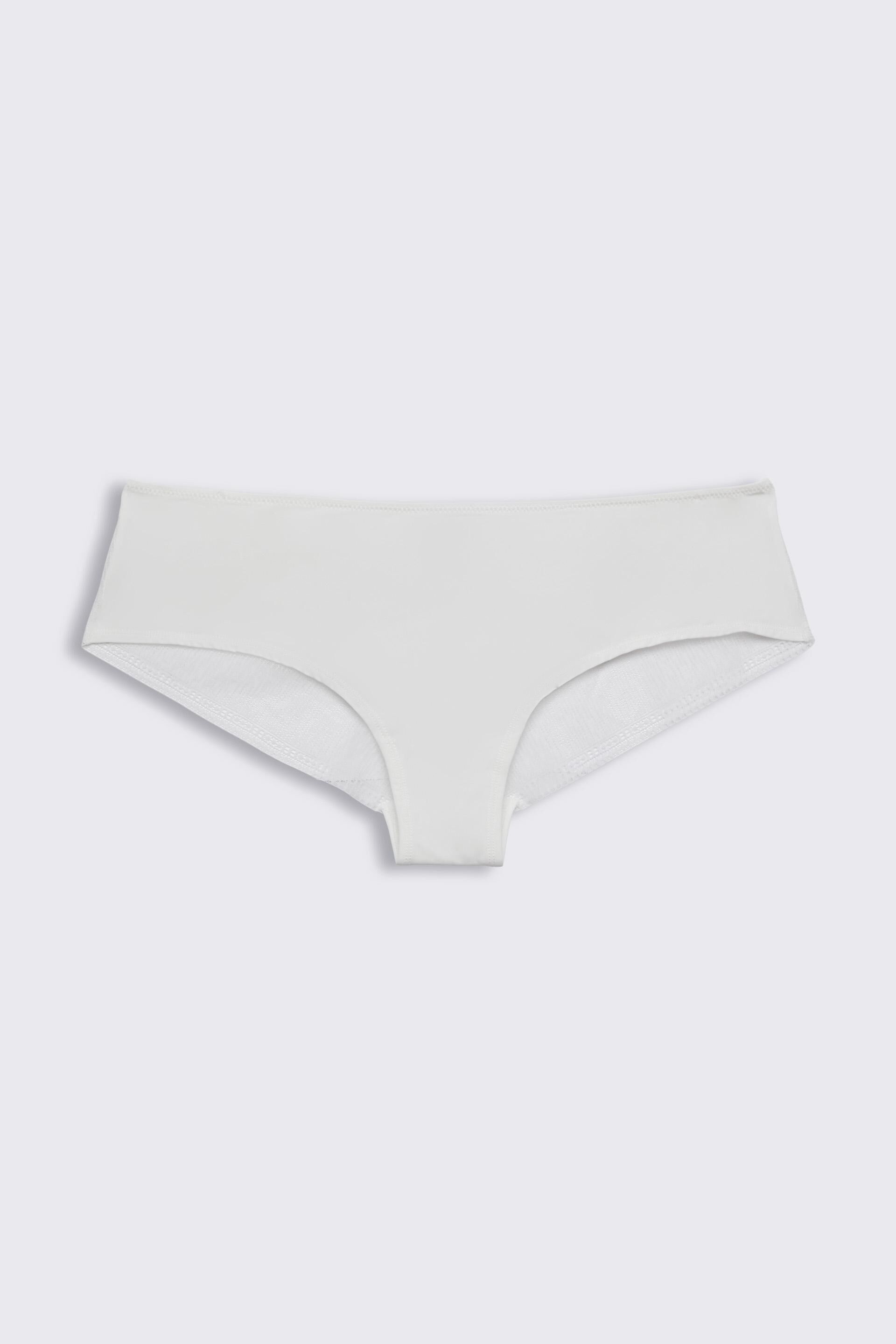 En matière recyclée le shorty taille basse orné de dentelle