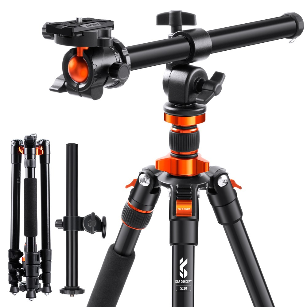 (200cm) Professionelle Foto / Video Tripod Dreibein Stativ Halterung mit 90° Mittelsäule für DSLR Kamera / GoPro / Insta360   1/4