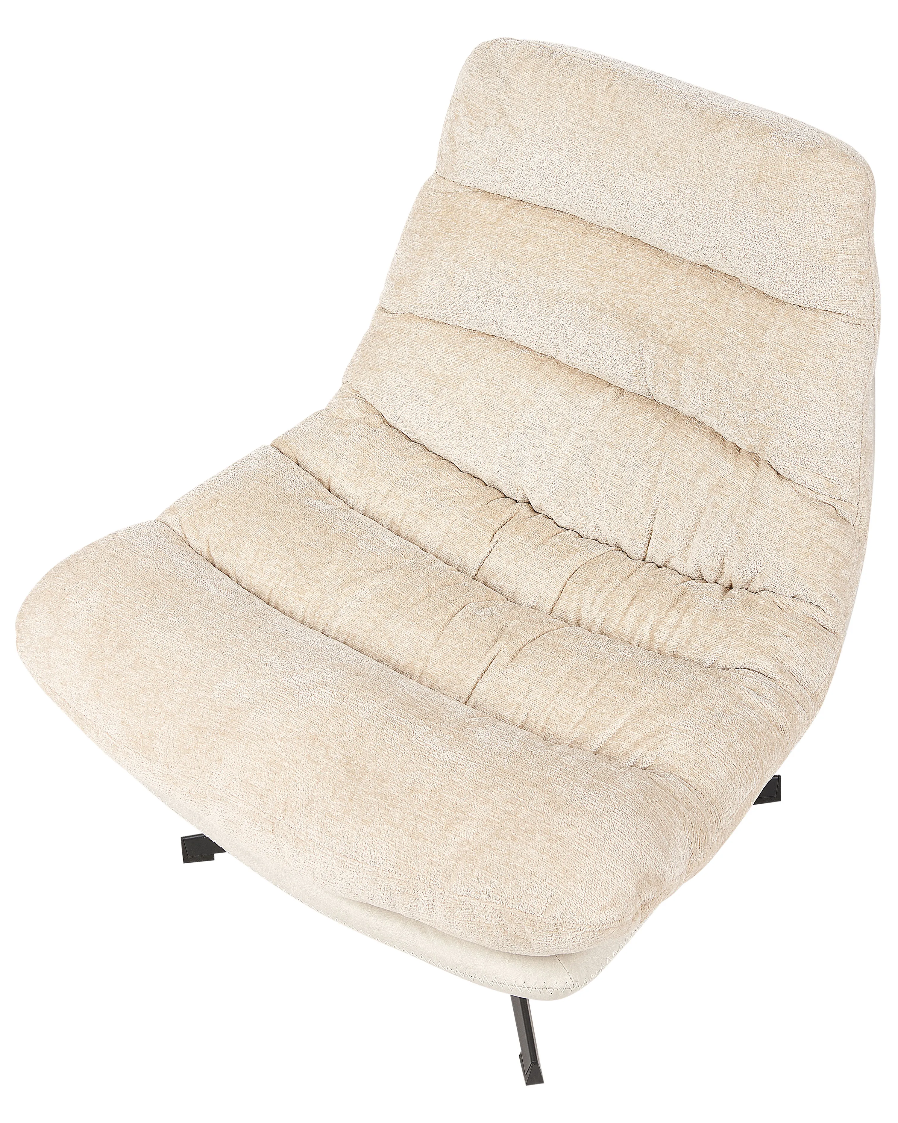 Draaifauteuil TOVIK met voetenbank Chenille Lichtbeige