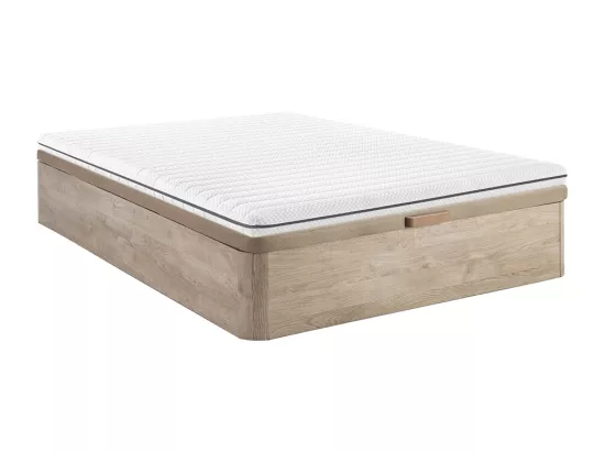 Ensemble 140 x 190 cm sommier coffre naturel clair + matelas mousse déhoussable ép.10cm - NASUS de YSMÉE