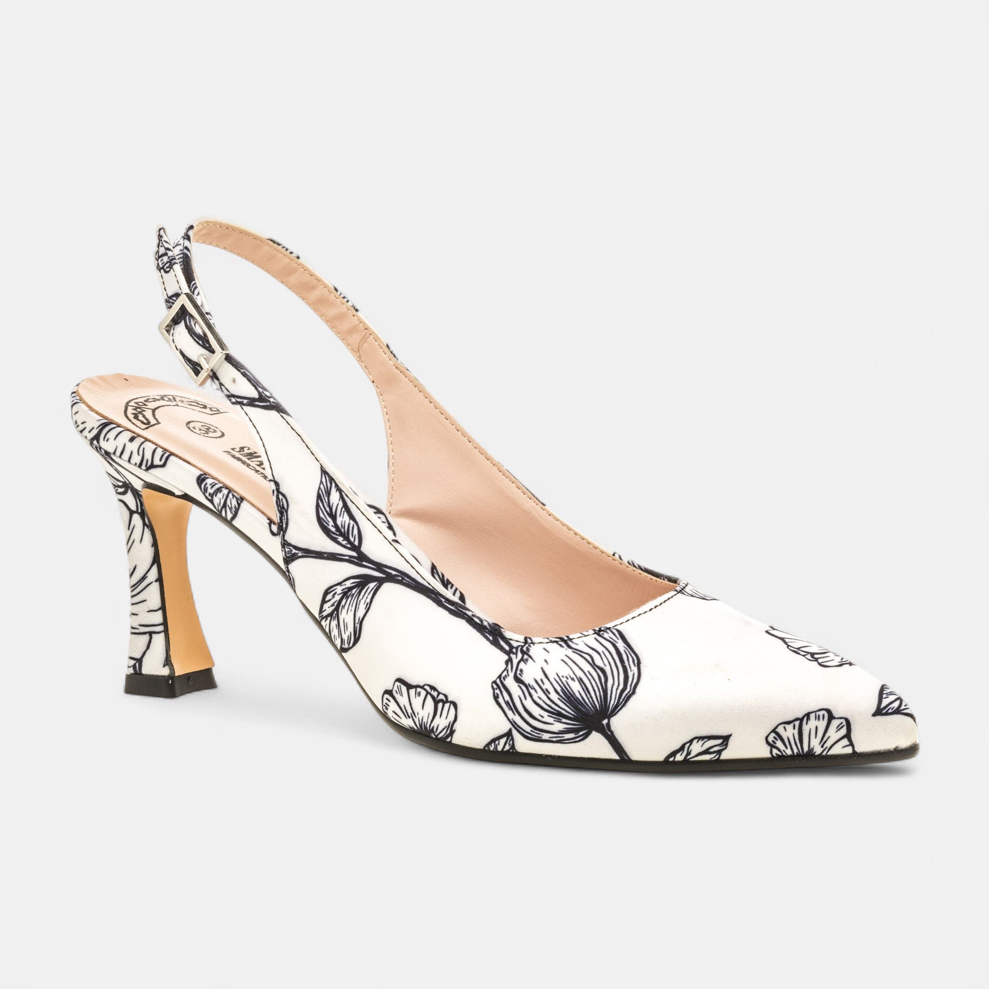 Escarpins avec bride arrière à talon Femme blanc