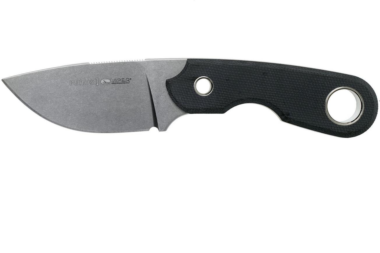 Viper Berus 1 VT4012CB M390 Stonewashed, Black Canvas Micarta vaststaand mes, Rumici design