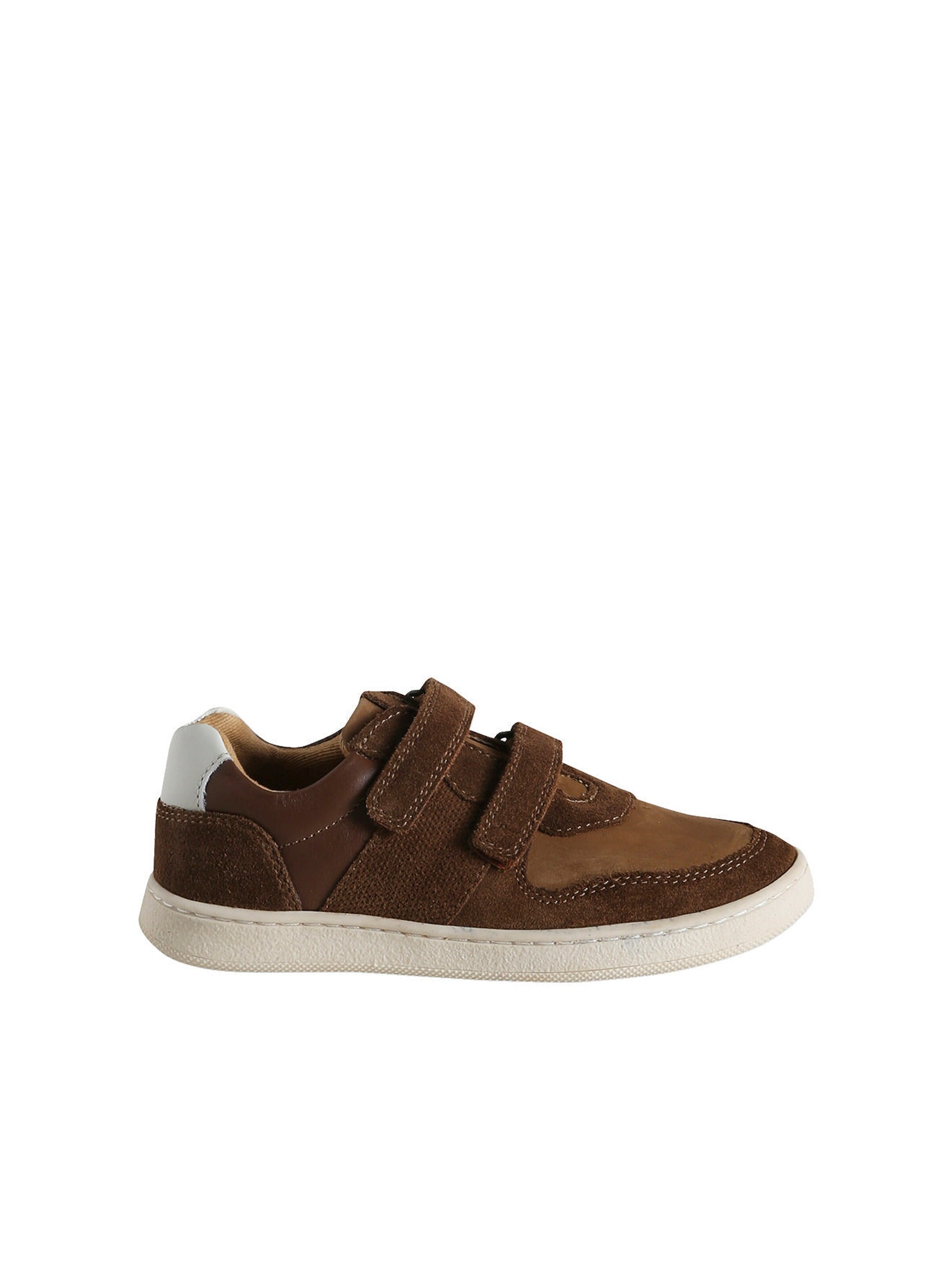 Vertbaudet Kinder Leder-Sneakers mit 2 Klettriemchen und Anziehtrick braun