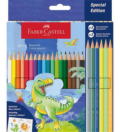 Faber-Castell Buntstifte - 18+6 st. - Dinosaur Metallic/Neon