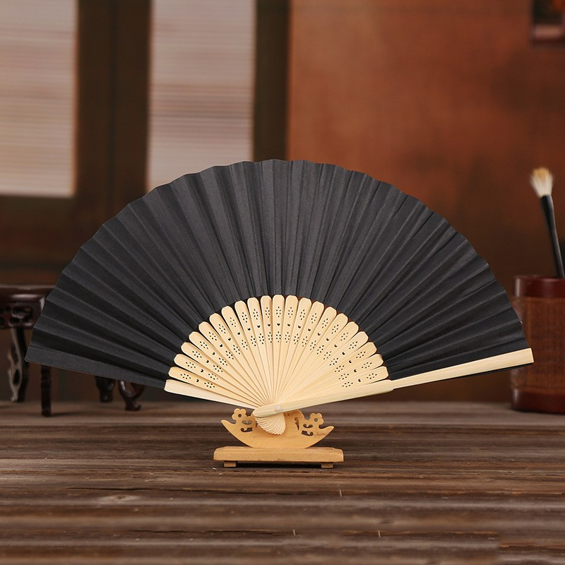 (10er Set) Papier Fächer Faltbare Hochzeit Deko Fächer Paty Handfächer für Gäste - Schwarz / Braun