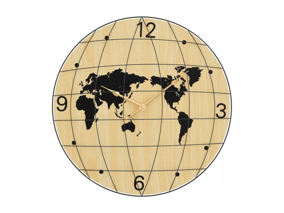 Horloge murale jaune et noir Ø50 cm bois d'ingénierie