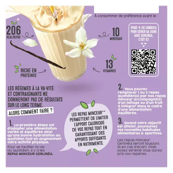 Gerlinéa Repas Minceur Milk-Shake Vanille 436g
