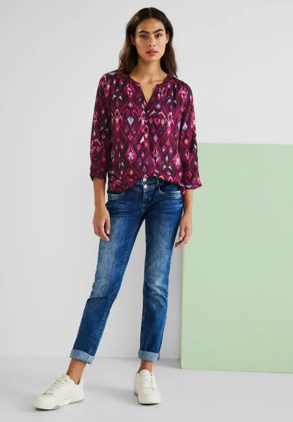 Ikat Bluse mit 3/4 Ärmel - tamed berry