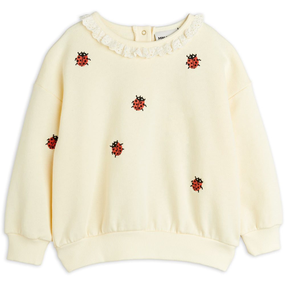 Køb Mini Rodini Offwhite Ladybugs Embroidery Lace Sweatshirt