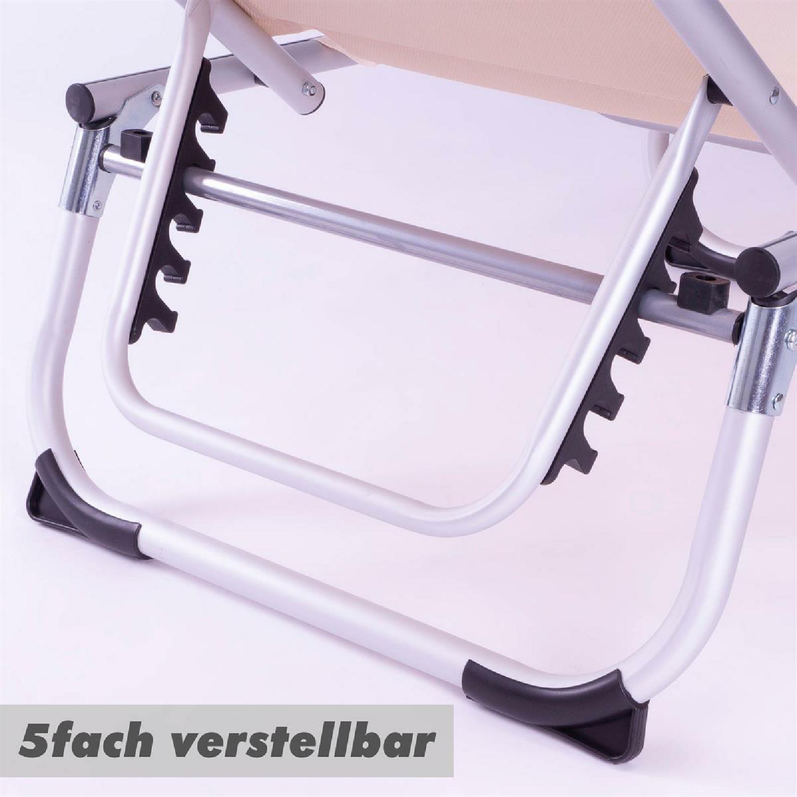 VCM Sonnenliege Sonnendach Beige 187x57x30 cm Alu Campingliege klappbar