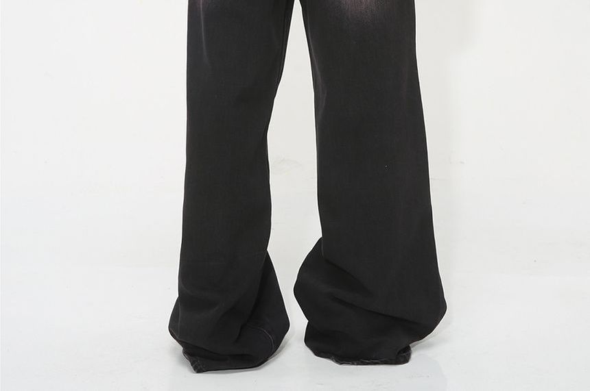 FAERIS - Low Rise Washed Wide Leg Jeans