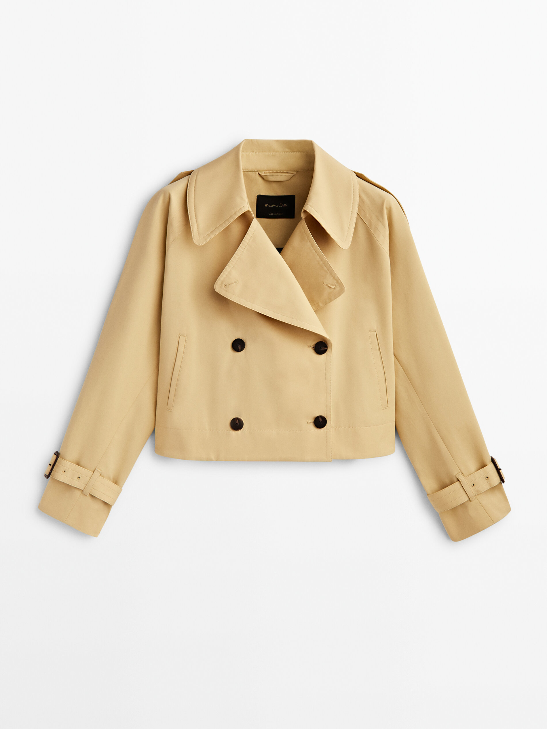 Chaqueta trench corta algodón - AMARILLO CLARO