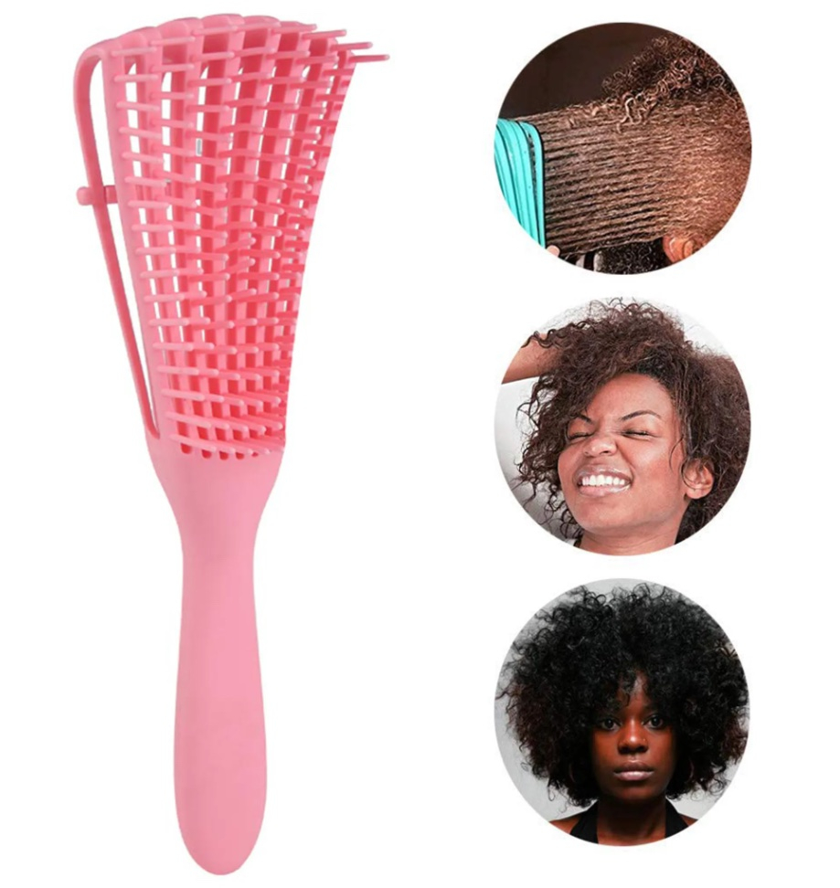(65-70mm) Verstellbare Locken Styling Haarbürste Kopf Massage Bürste Detangling Brush - Schwarz