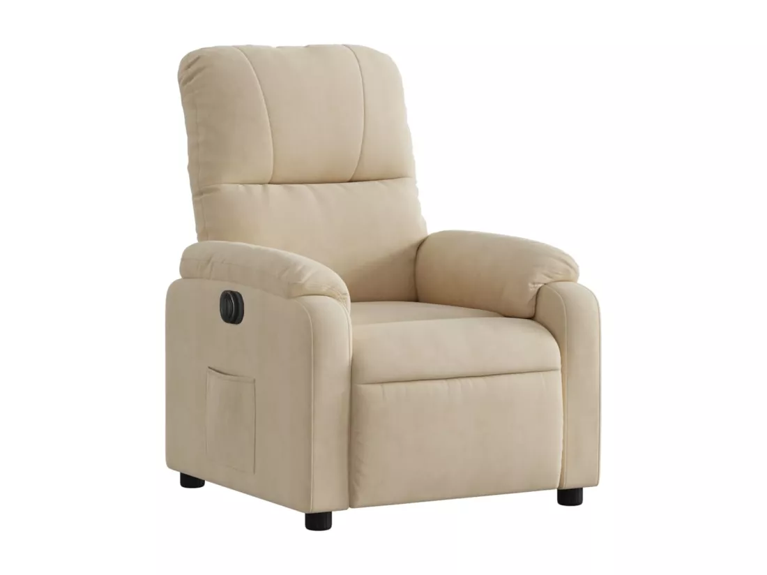 Fauteuil inclinable électrique crème tissu microfibre