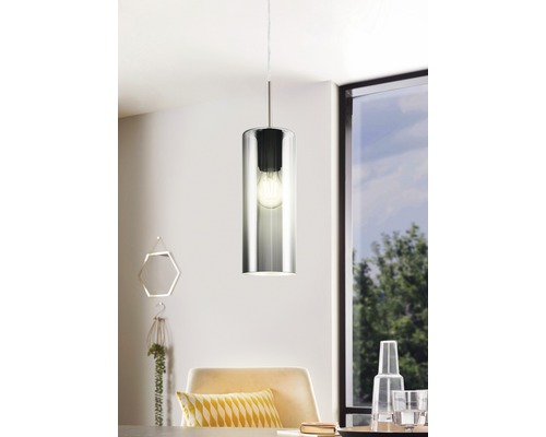 Hanglamp, 1-lichts, HxLxB 110x71x10 cm, nikkel/mat/zwart