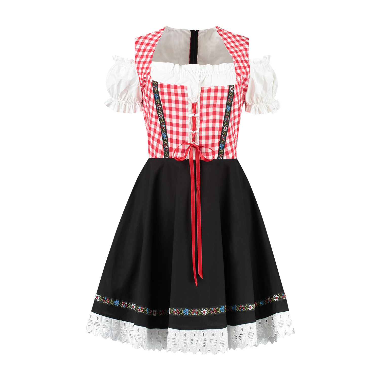 Oktoberfest Dirndl Jurk Oktoberfest Rood Wit Zwart Dames