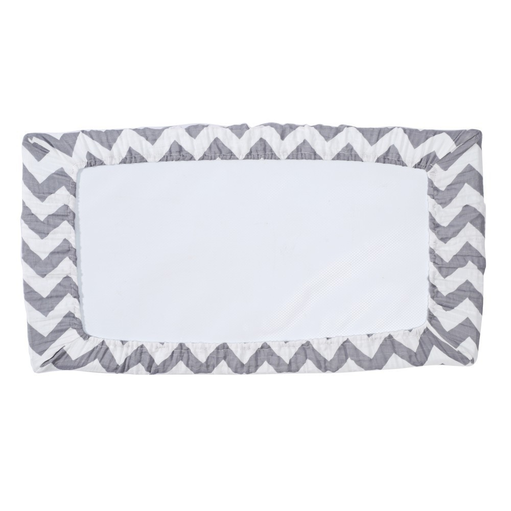(80x40cm) Baumwoll Baby Wickelkissen Überzug Wickelauflage Spannbezug - Grau / Weiss