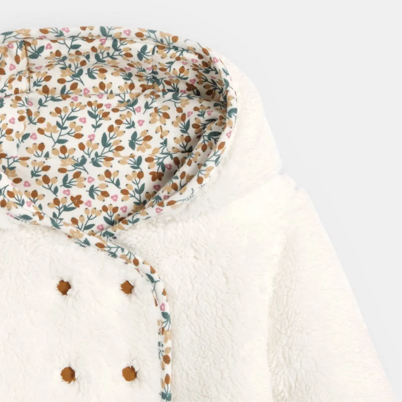 Veste réversible imprimée et doublure fausse fourrure bébé fille Marron