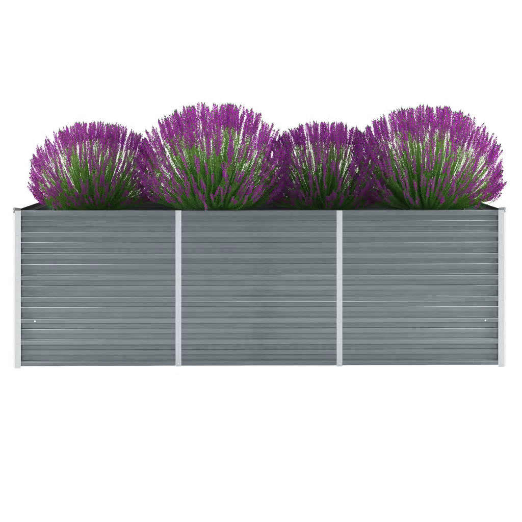 Verhoogde tuinbak, gegalvaniseerd staal, 240x80x77 cm, grijs