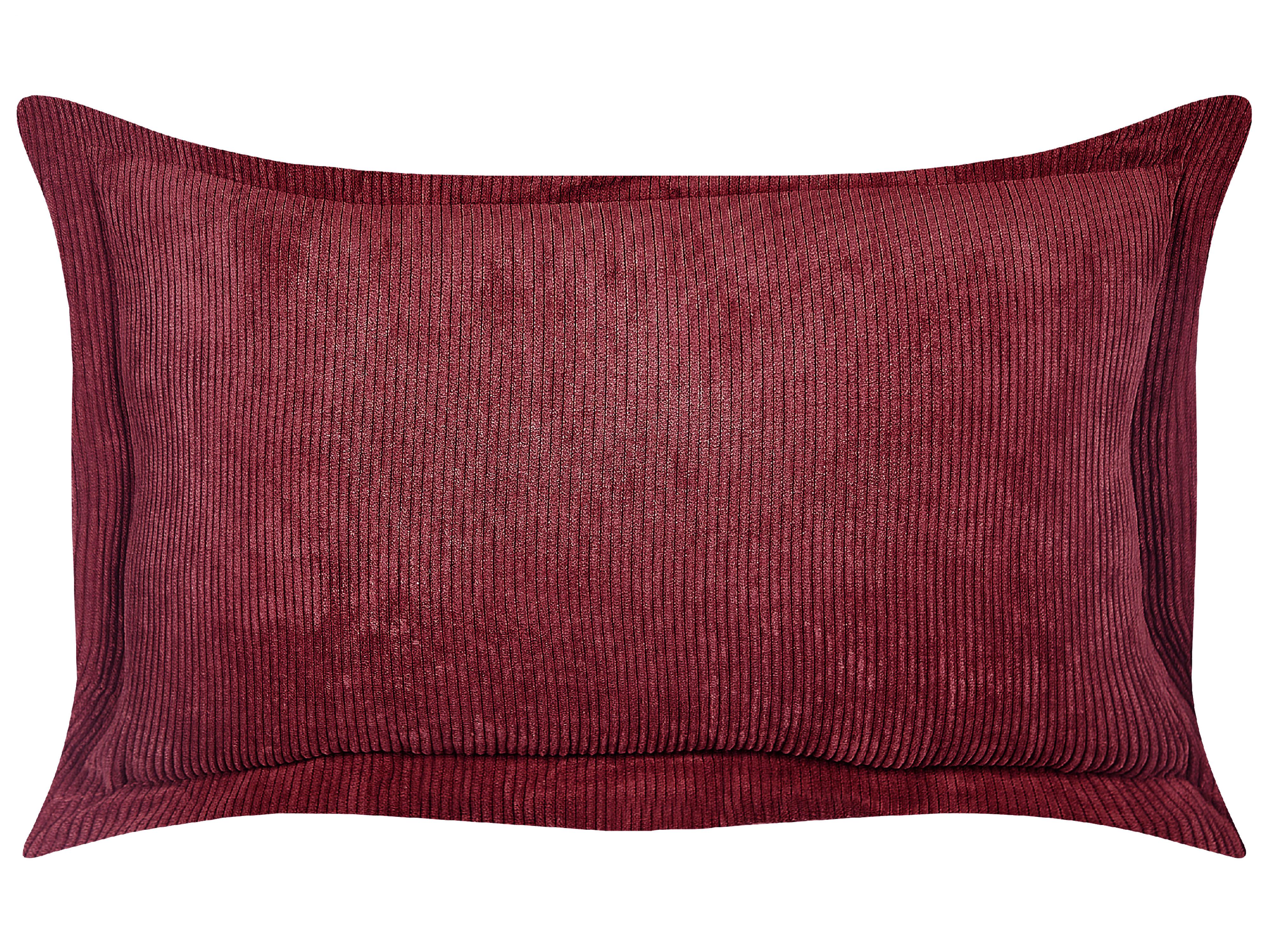 Set van 2 sierkussens ZINNIA Corduroy 47 x 27 cm Bordeauxrood effen