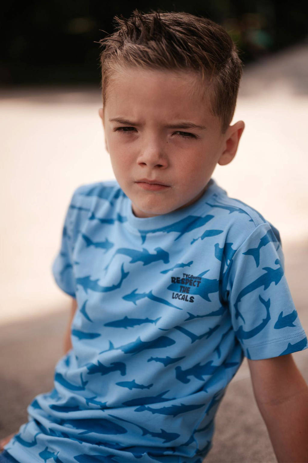 TYGO & vito T-shirt Thijs met all over print lichtblauw