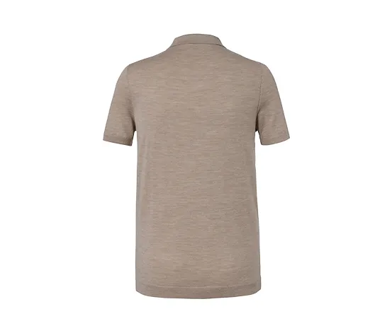 Merino-Poloshirt, beige meliert