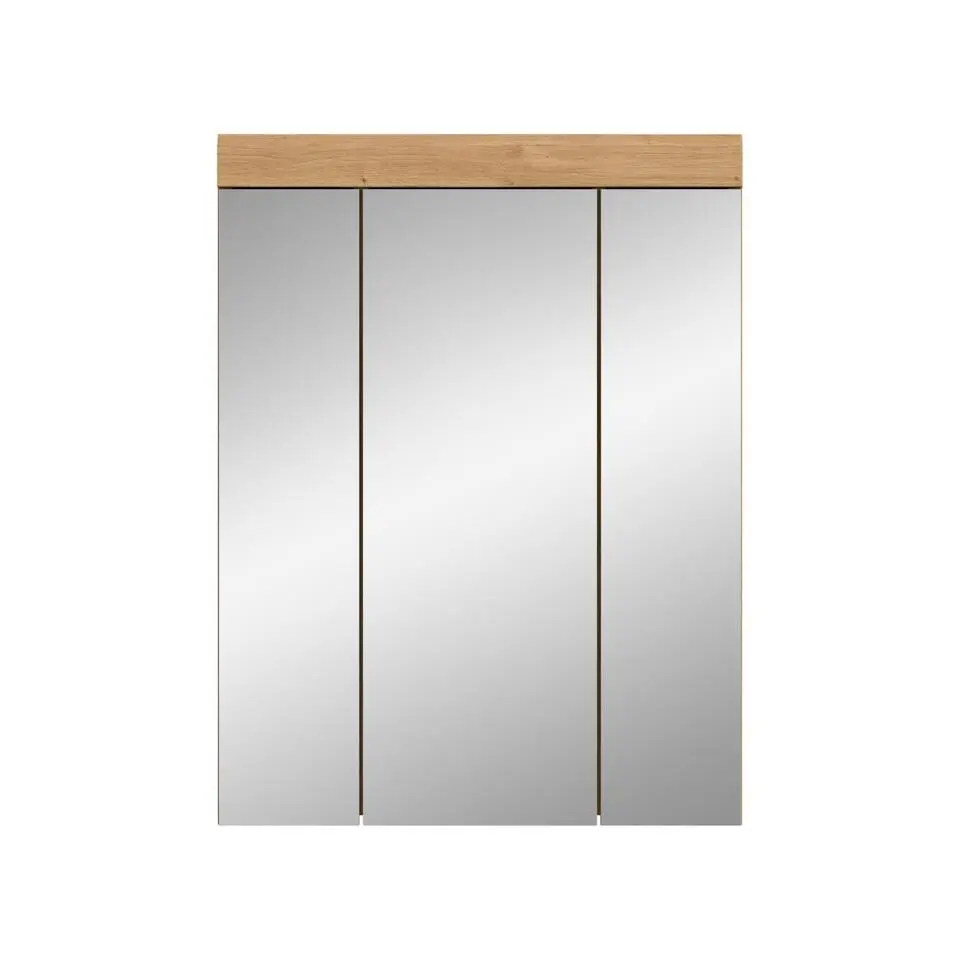 Hioshop Scout spiegelkast 3 spiegeldeuren salvie decor- eiken decor
