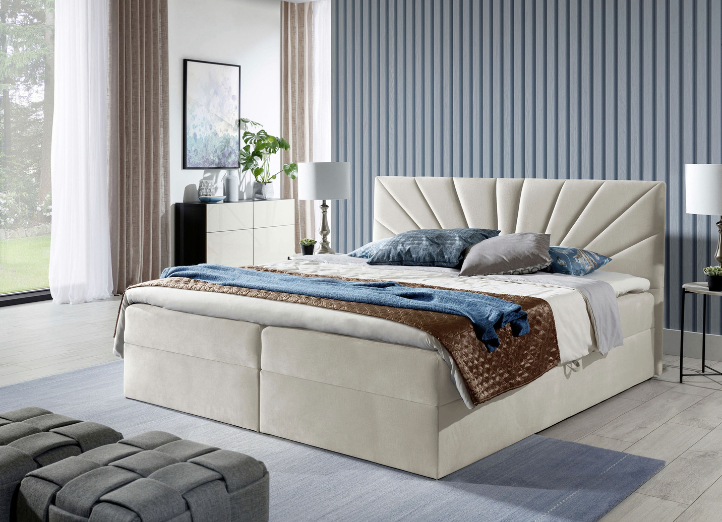 Boxspringbett mit abnehmbaren Topper