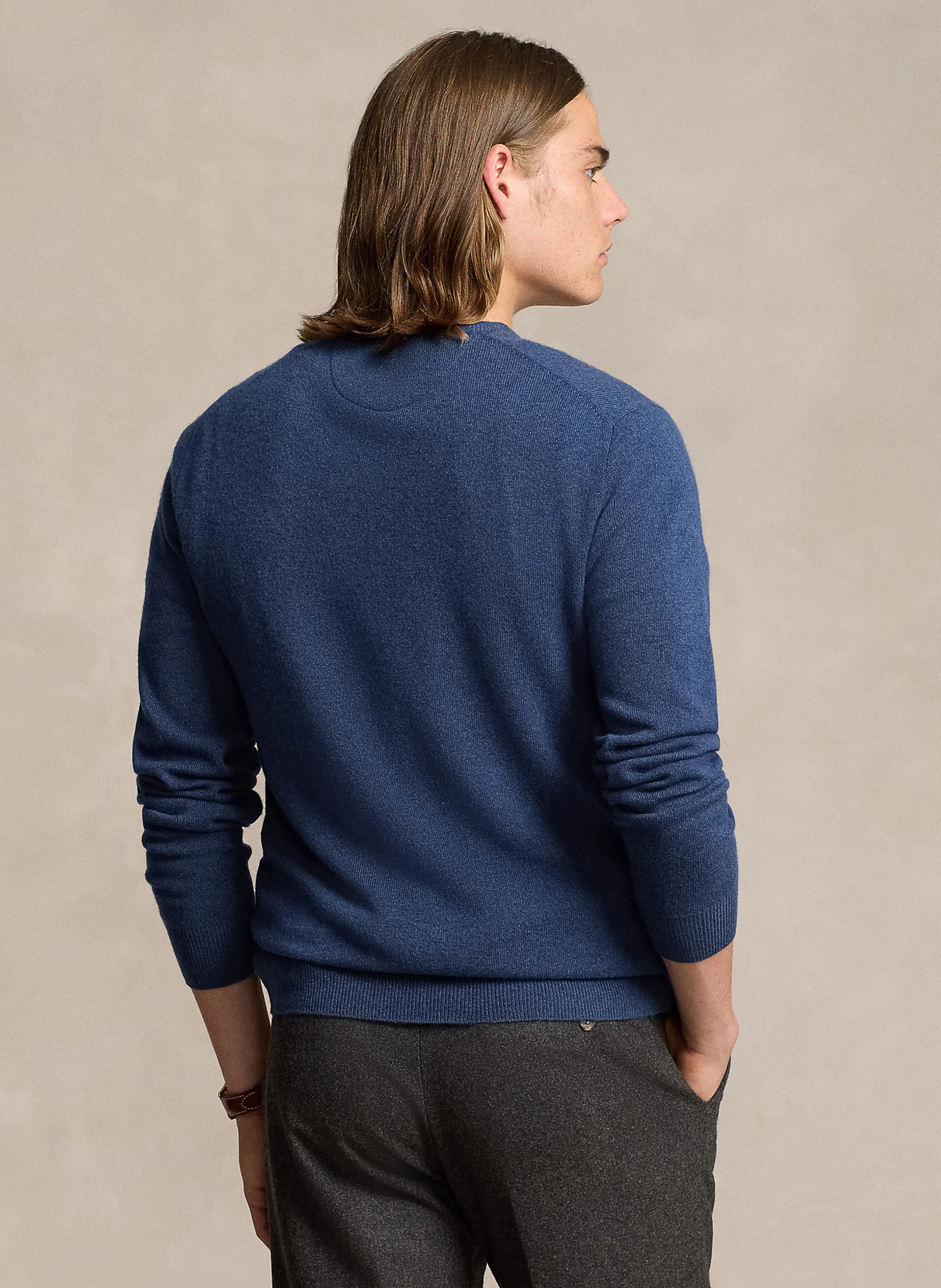 Pull col rond en laine | Bleu