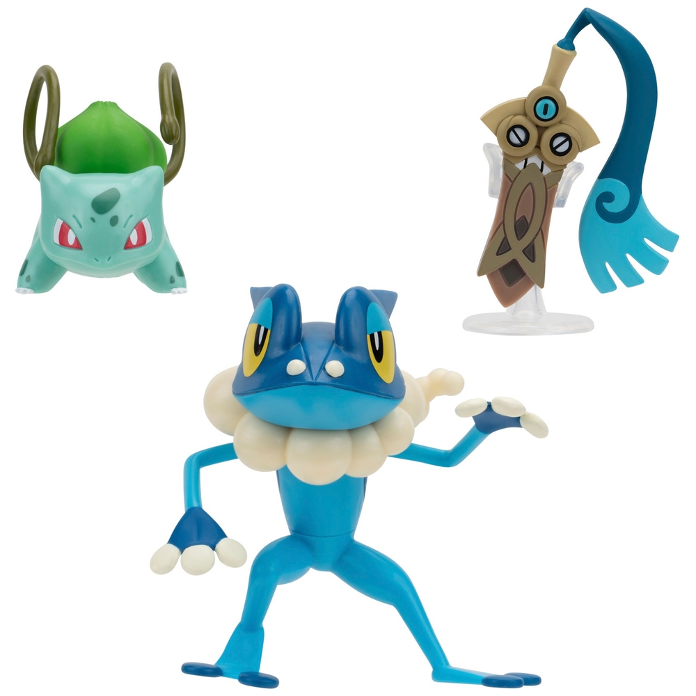 Pokémon-Kampffiguren-3er-Pack (Honedge, Bisasam, Froxy)