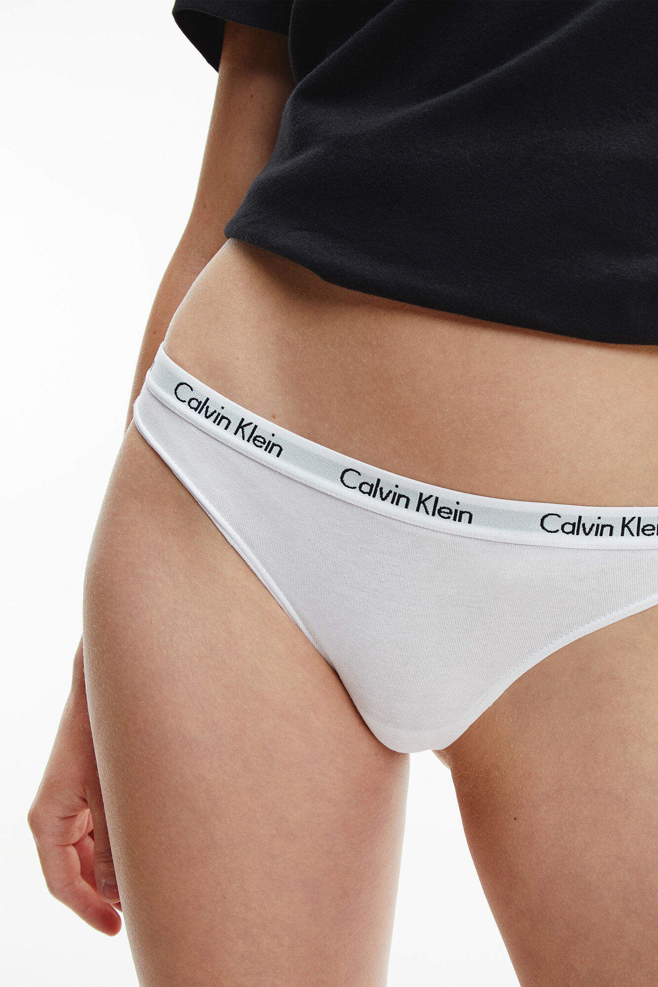 Calcinhas fio dental de algodão Calvin Klein com cós elástico