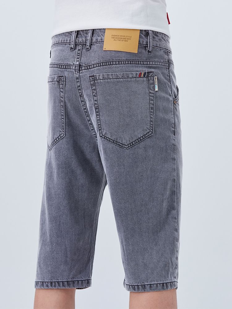 Denimic - Lange denim shorts met hoge taille