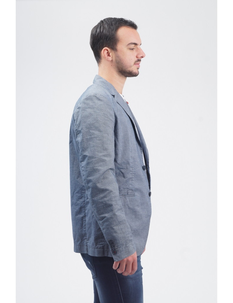 SISLEY VESTE BLAZER RAYÉE BLEU CLAIR