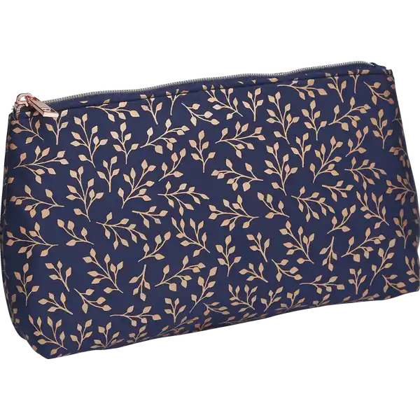 Schminktasche nachtblau mit Blumendruck
