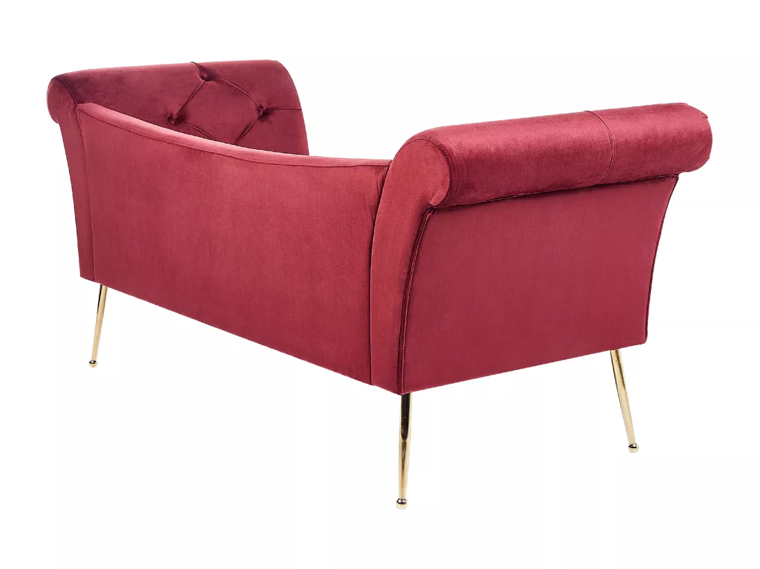 Chaise longue en velours rouge foncé NANTILLY