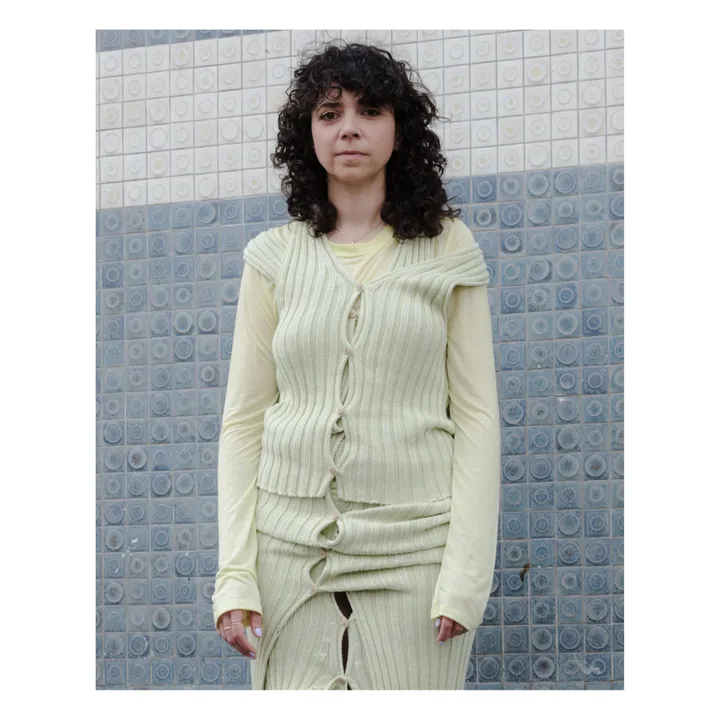 Baserange Gilet Sans Manches Loulou Coton Bio | Vert anis