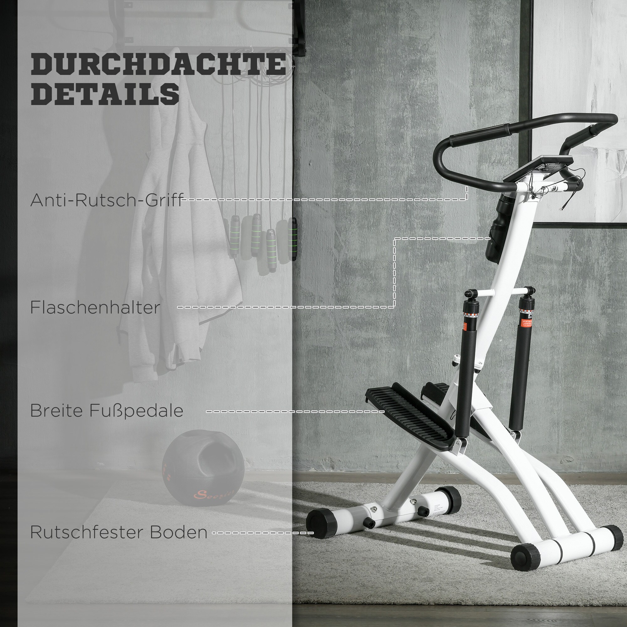 SPORTNOW Stepper Mit LCD-Anzeige schwarz, weiß 80L x 61B x 134H cm